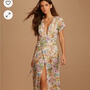 Feels Magical Ivory Floral Print Short Sleeve Wrap Maxi Dress